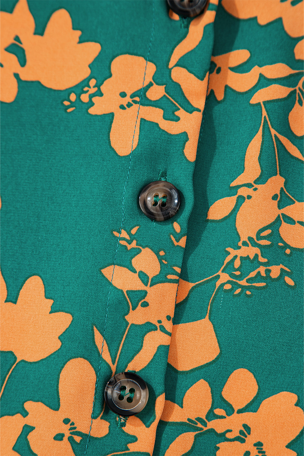 Green Floral Print Drawstring Tunic Flowy Mini Dress