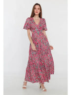 Abstract Print Open-Back Dress