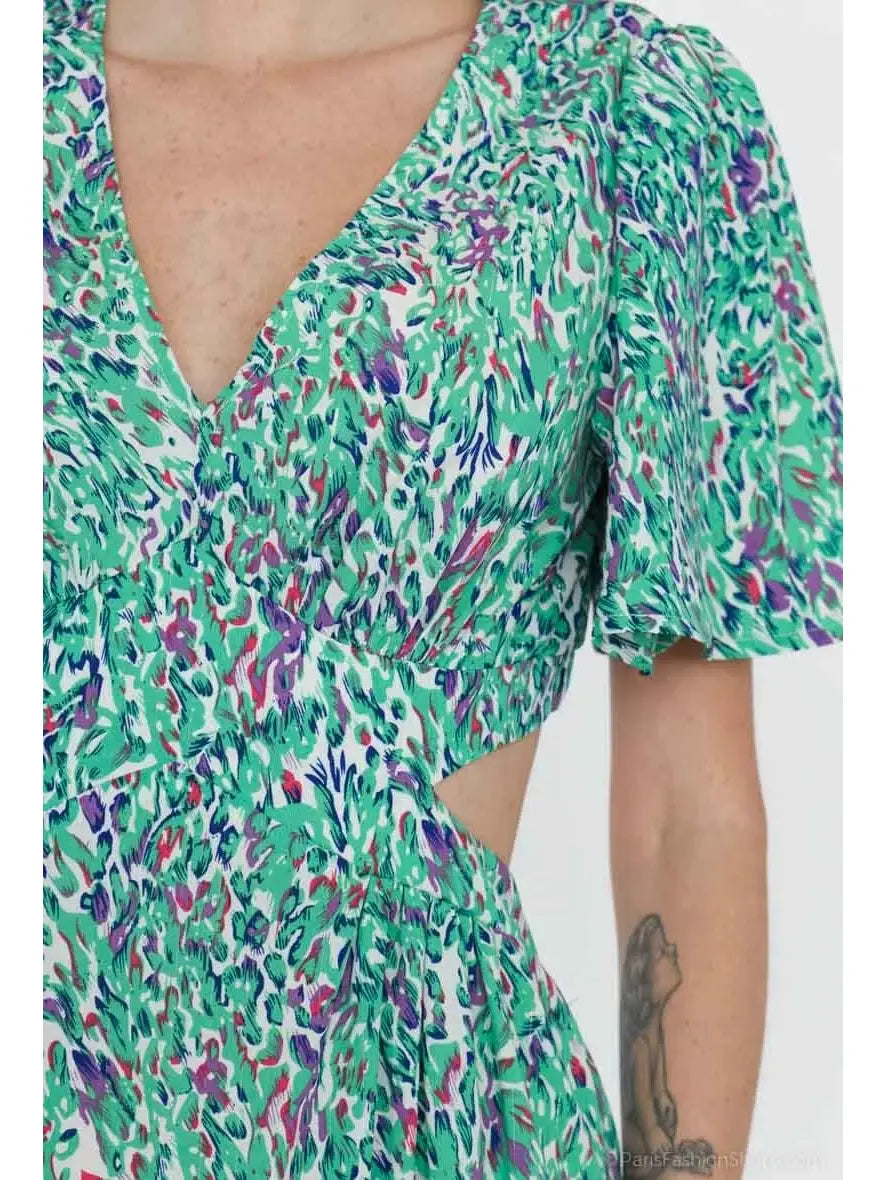 Abstract Print Open-Back Dress