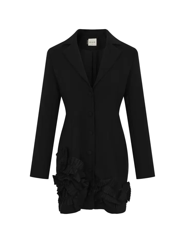 Blazer Dress with Ruffle Trim