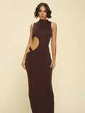 Brown Cutout Evening Dress