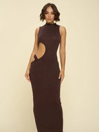 Brown Cutout Evening Dress