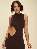 Brown Cutout Evening Dress