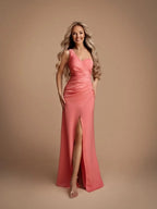 Fluid Asymmetric Long Dress with Elegant Slit