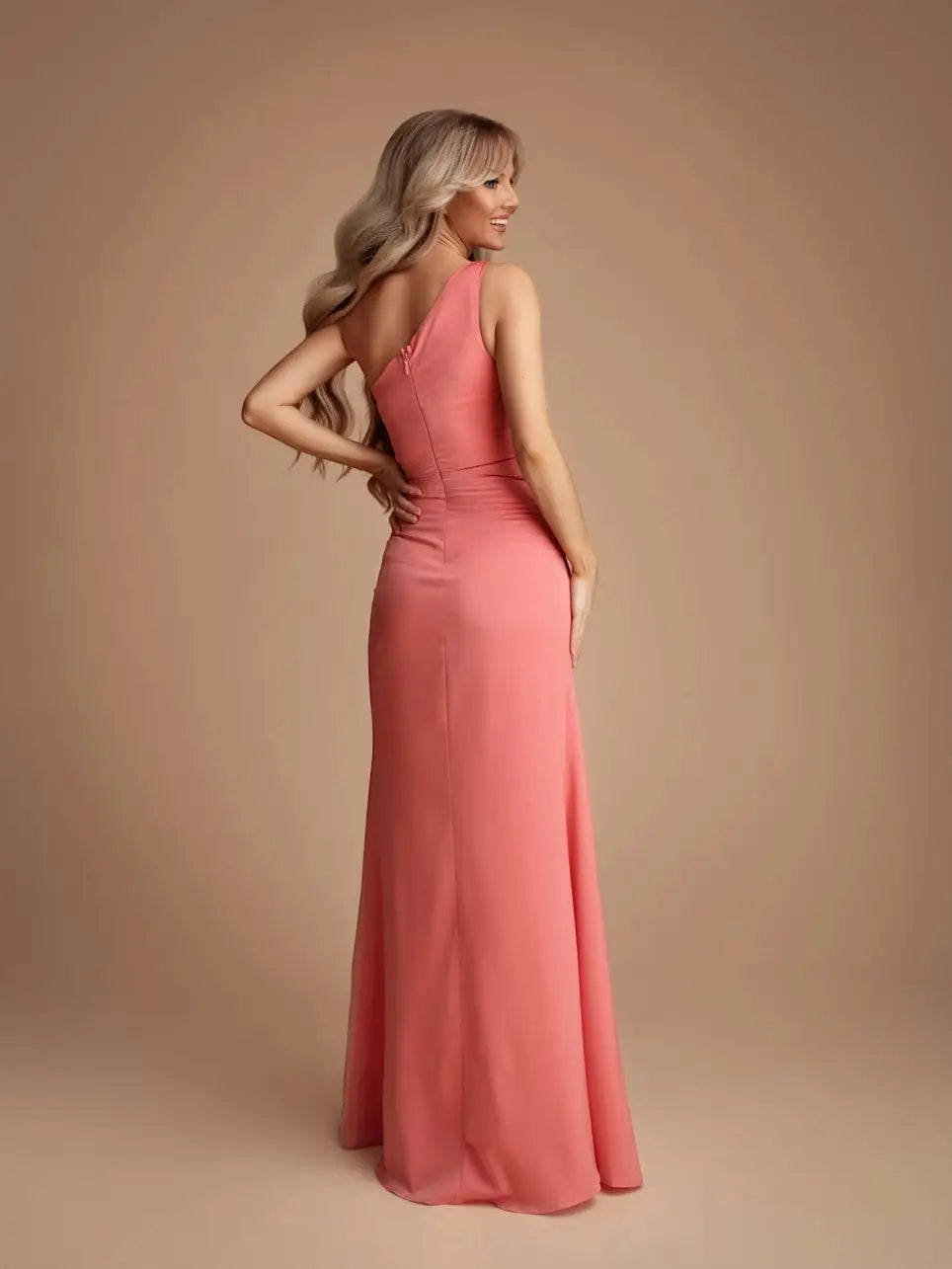 Fluid Asymmetric Long Dress with Elegant Slit