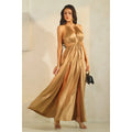 Front Cutout with Tie Maxi Slit Dress