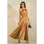 Front Cutout with Tie Maxi Slit Dress