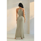 Halter Neck Knit Evening Dress