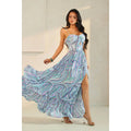 Multi Stripe Ribbon Tied Front Double Tiered Maxi Dress