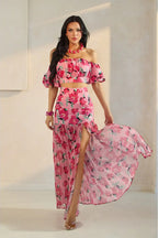 Off Shoulder Crop Maxi Skirt Set
