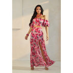 Off Shoulder Crop Maxi Skirt Set