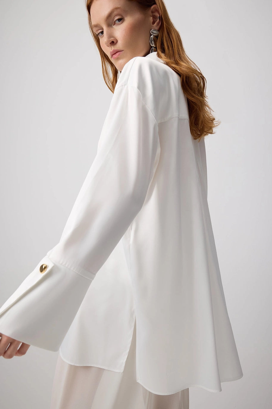 Oversized Satin Shirt with Statement Wide Cuffs