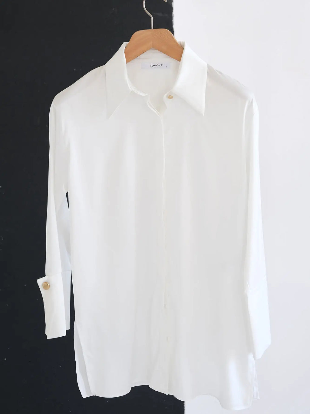 Oversized Satin Shirt with Statement Wide Cuffs