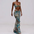 Printed Bikini Beach Dress with Butt Lifting Band