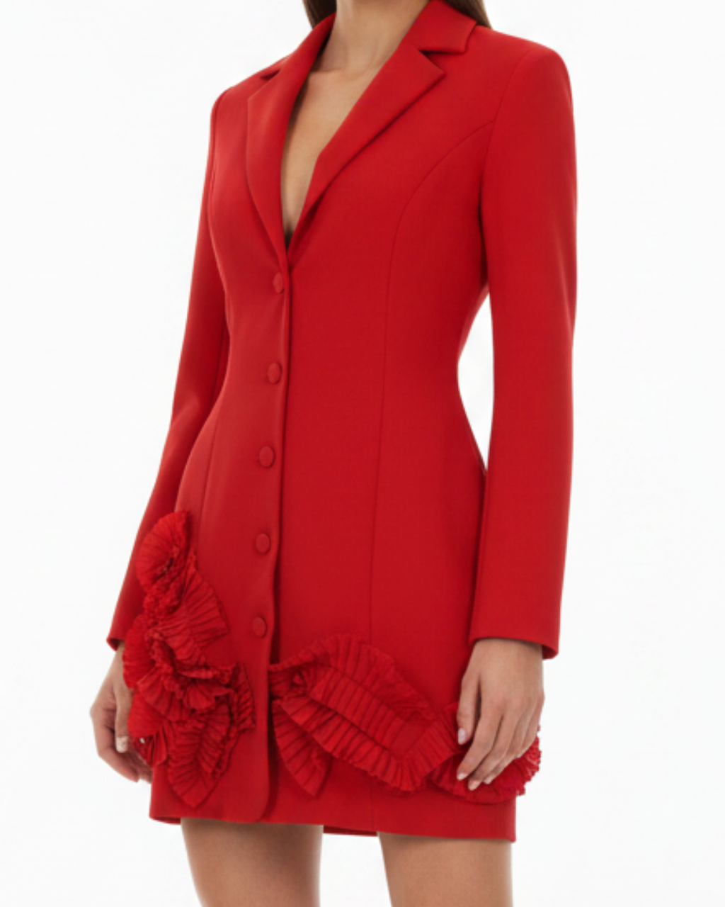 Ruffle Trim Blazer Dress