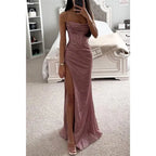Spaghetti Strap Evening Dress with Side Slit
