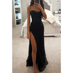 Spaghetti Strap Evening Dress with Side Slit