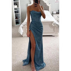 Spaghetti Strap Evening Dress with Side Slit