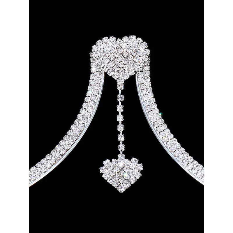 Statement Rhinestone Heart Shape Body Chain