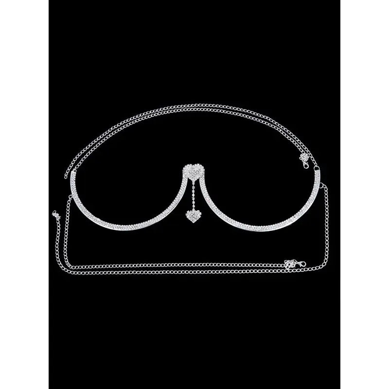 Statement Rhinestone Heart Shape Body Chain