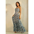 Sweetheart Neckline Triple Elastic Back Tiered Maxi Dress