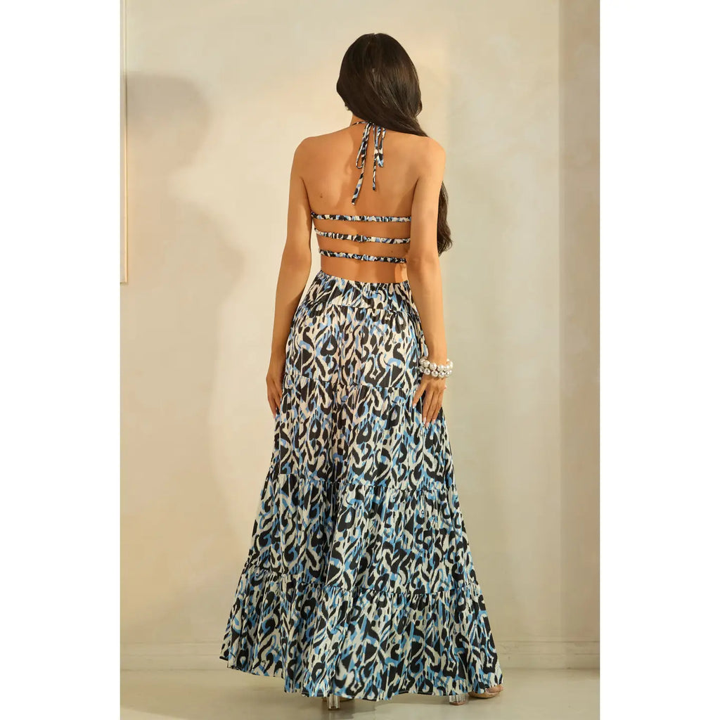 Sweetheart Neckline Triple Elastic Back Tiered Maxi Dress