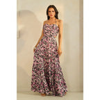 Sweetheart Neckline Triple Elastic Back Tiered Maxi Dress