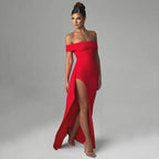Video for Off-Shoulder Side Slit Evening Dress