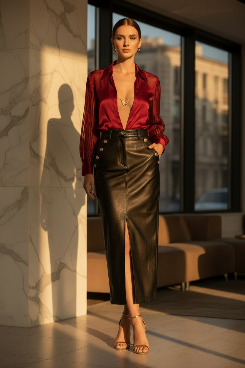 VKXEN Look 1 – Red Shirt Recolor Gold Butterfly Chain
