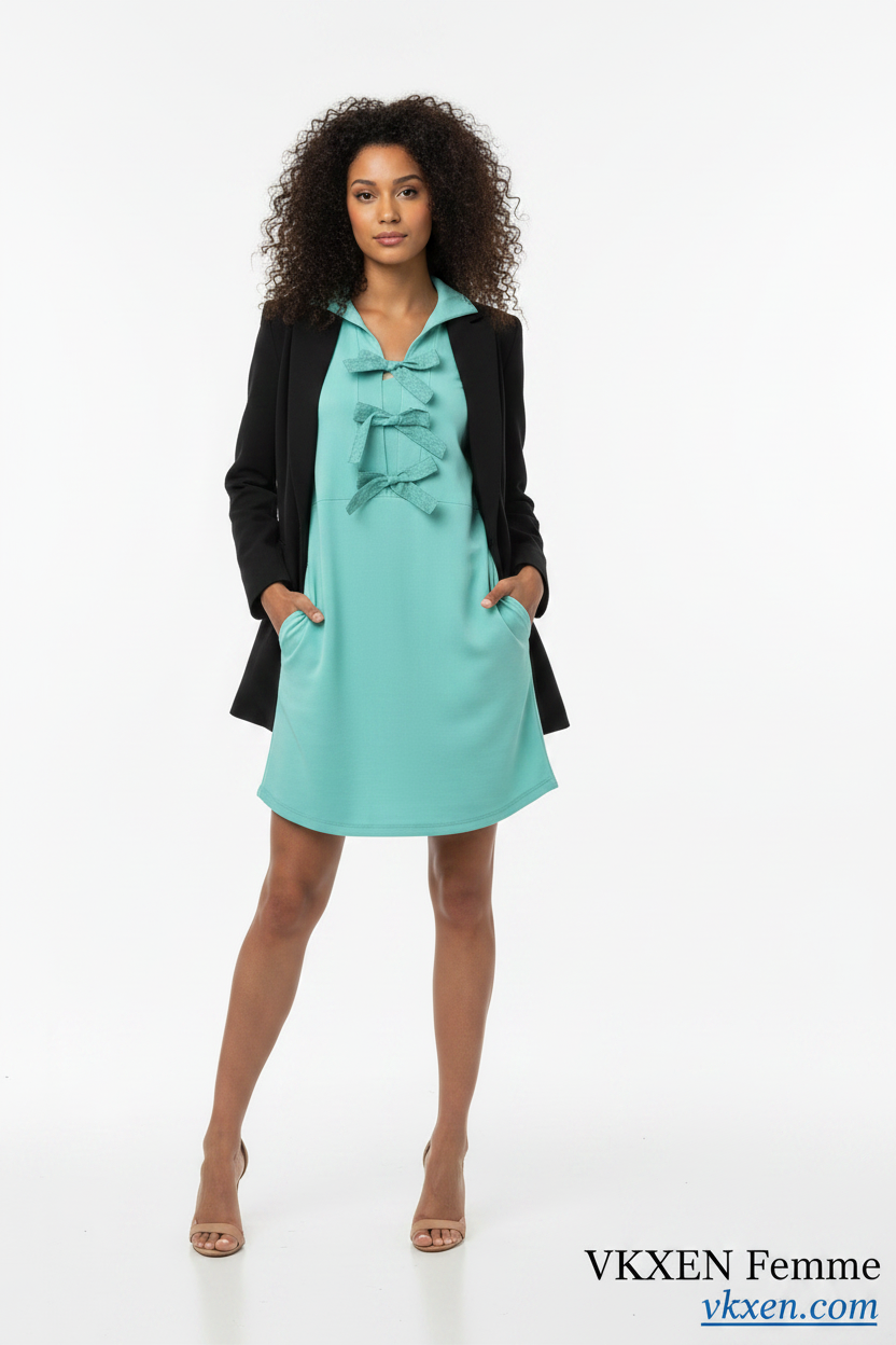 VKXEN Look 5 — Curly Hair Model Open Blazer