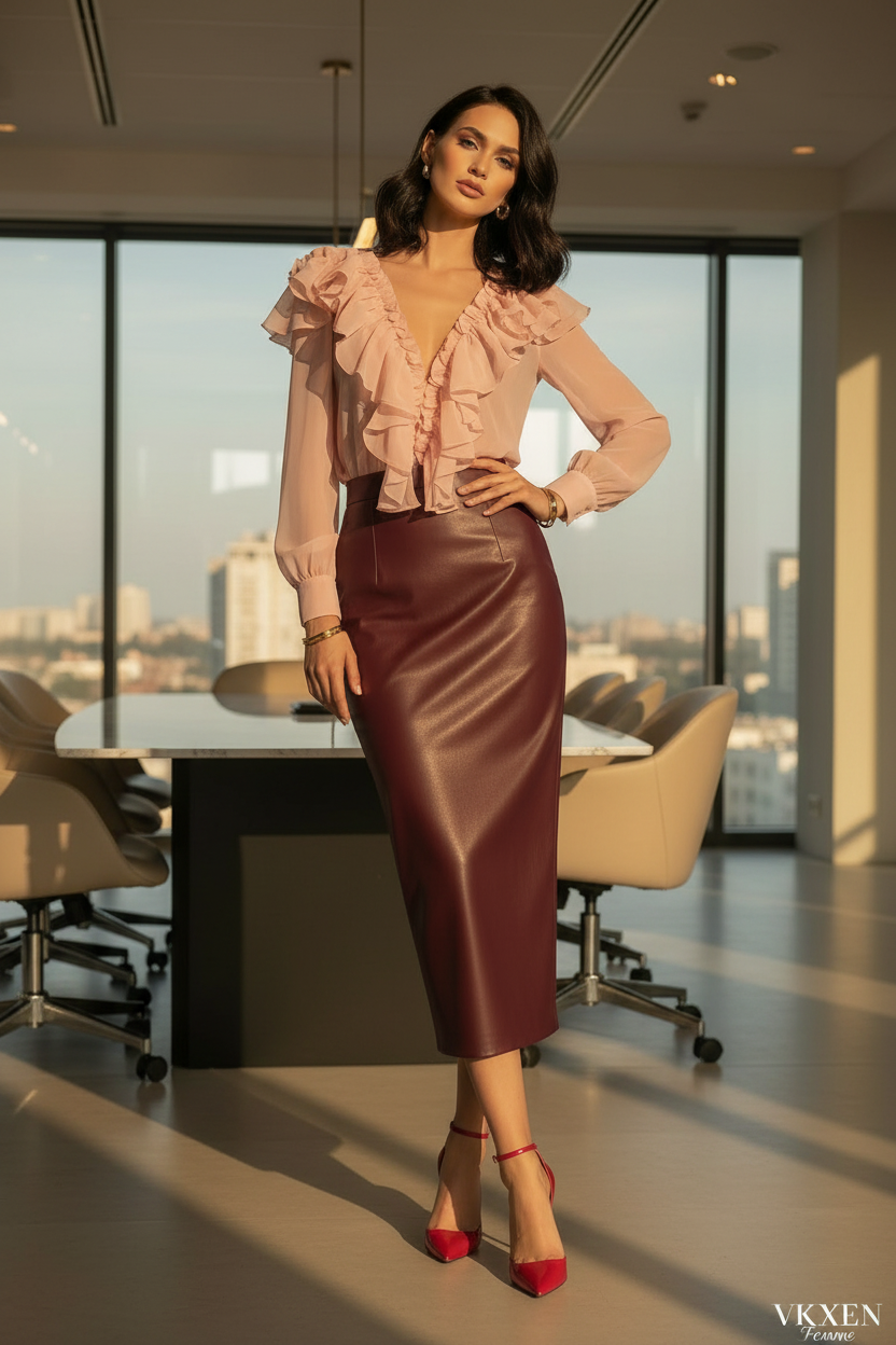 VKXEN Office Look - Elastic Wrist Hem Sleeves